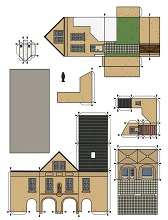 ocuklar iin hazr ev model maketi ablonu, paper craft model house